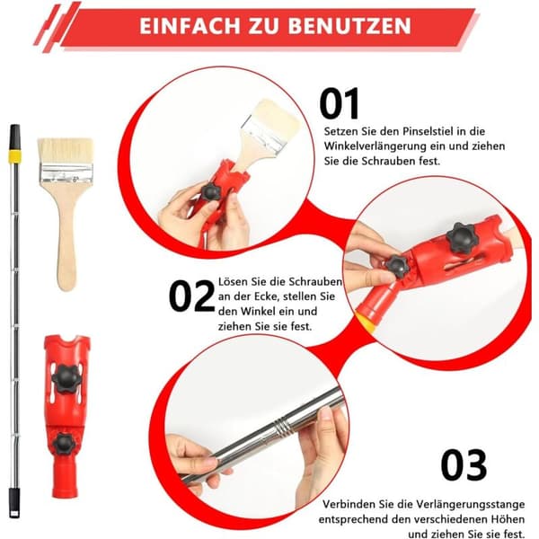 Telescopic Extension Pole for Paint Roller for High Ceilings, Multi-Angle Brush Compatible with Wall Painting, Retractable 1 pc