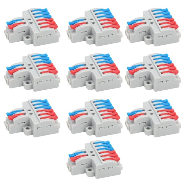 10 pcs wire conductor connector 2in6out with fixed hole 4mm splitter quick connect terminal block 600V