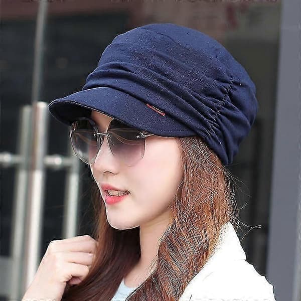 Mote Plissert Dome Hatt Dame Bomull Maler Visir Hatt 55-60cm (svart)