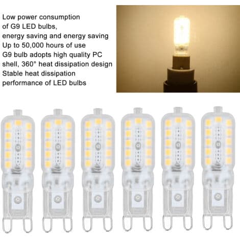 G9 LED Dimmable Warm White LED Bulb G9 5W Halogen Bulb G9 LED Bulb 360° Wide Beam Angle 22 2835 SMD, 6 pcs