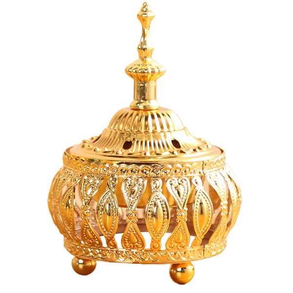 Middle Eastern Style Incense Holder Classic Metal Hollow Pattern Stick Incense Burner for Indoor Use