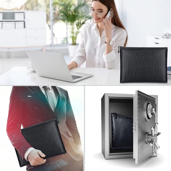 Fireproof Document Bag - Fireproof & Waterproof Money Bag with Zipper for Cash