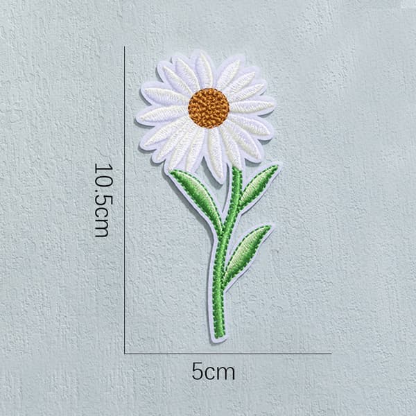 6 stk Daisy Delikate Broderede Patches, Broderede Blomster Patches