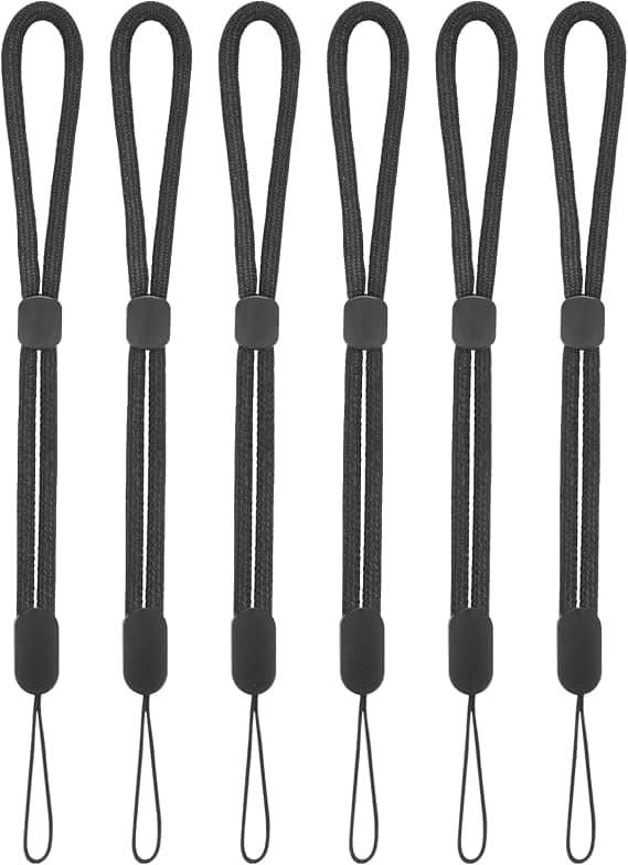 6 Wrist Straps, Adjustable Nylon Wrist Straps, Mobile Phone Wrist Strap (Black)