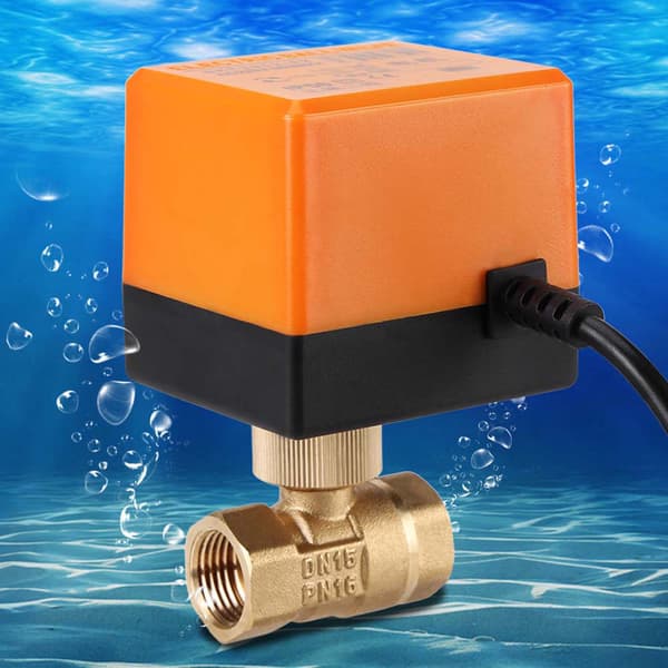 AC 220V Brass Electric Motorized Ball Valve 2-Way 3-Wire 1.6Mpa Thread DN15