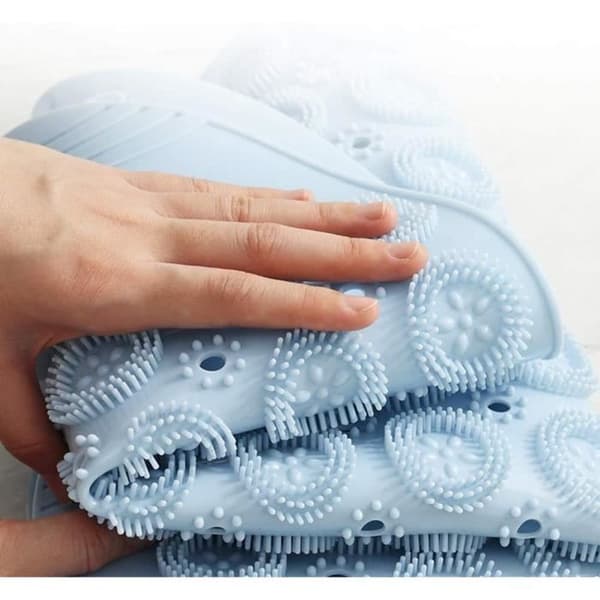 Brusemåtte, PVC Rund Massagebrusemåtte, Skridsikker Brusemåtte, Badekarrmåtte, 55x55cm, Blå