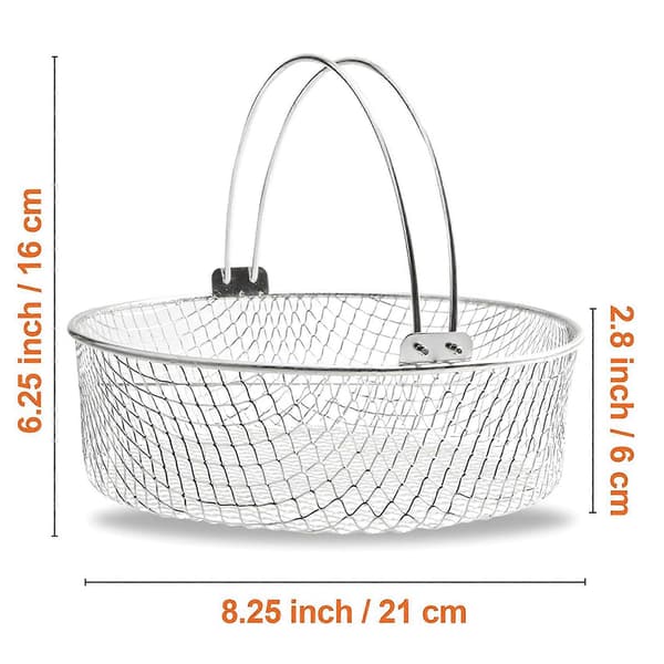 Airfryer-kurv, dampkurv, 304 rustfrit stålnetkurv til airfryer, airfryer-tilbehør 8 tommer kurv