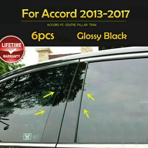6X Accord 2013-2017 Musta Sävyinen Oven Sivulasin Pylväsverhoilu
