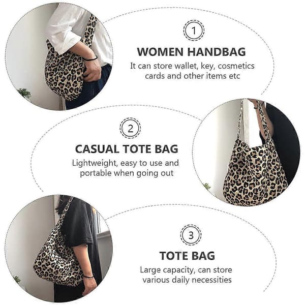 Smart skuldertaske med stor kapacitet Retro leopardprintet dametaske Armhulepose