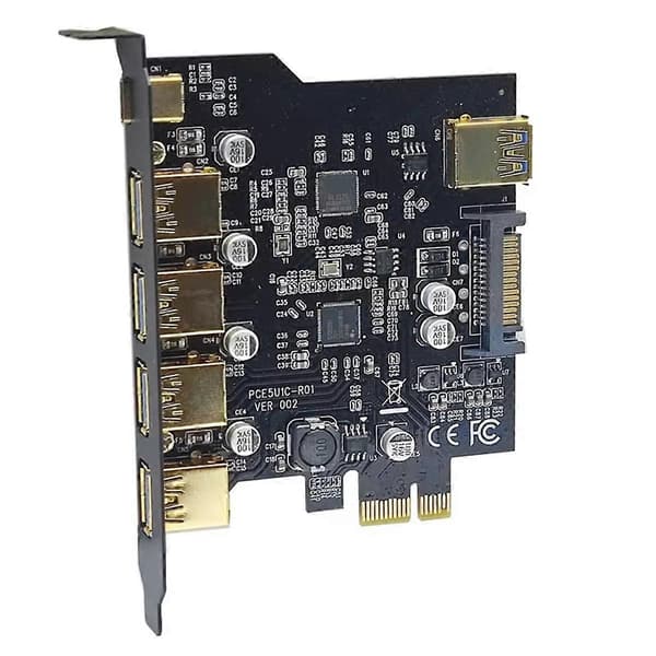 USB 3.2 PCIE-laajennuskortti PCIE 1X - USB 3.2 TYPE-C USB 3.2 Gen1 -sovitin USB3.2 PCI E -monistin