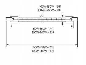 Halogenlampa 500W 118MM 230V R7s