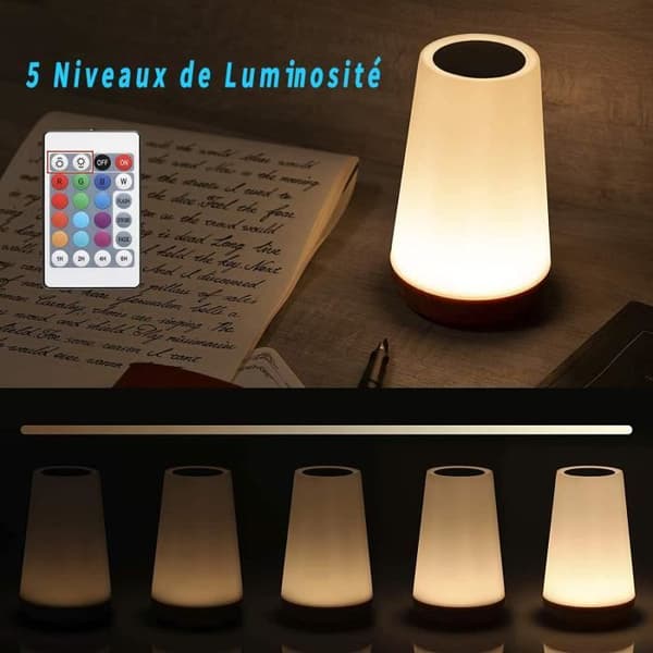 GENOSSEN LED Night Light, Colorful Bedside Lamp, Touch Night Light with 13 Color Changes, Rechargeable, Christmas Gift