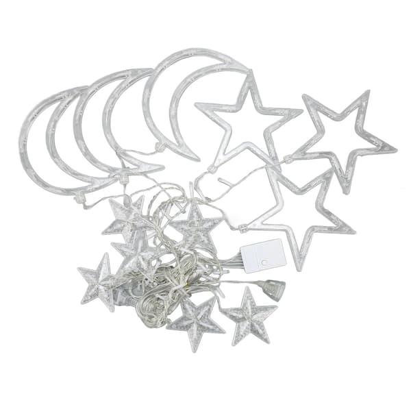 Stjernemåne lysslynger 8 moduser farget lys LED lysslynger for julefester EU-plugg 100-240V