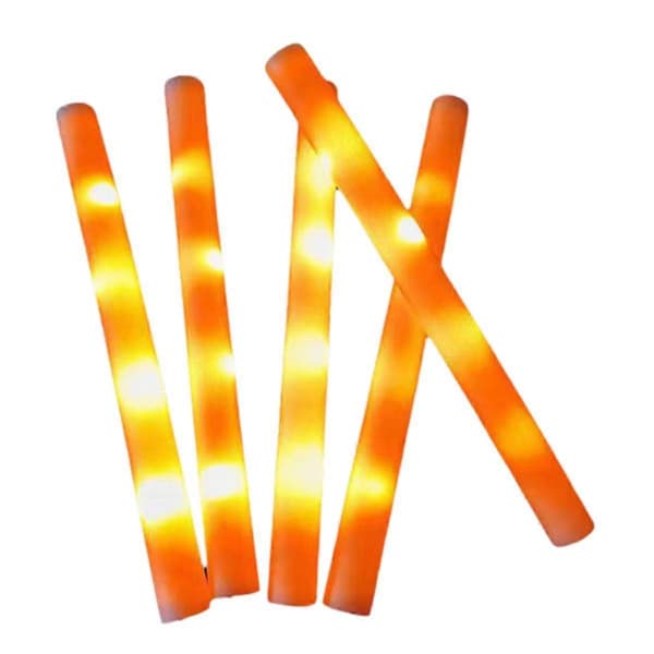 Orange LED Skumstave - Glitter Lysstave Tilbehør til Børn Lysstave, Karneval, Fødselsdag, Bryllup