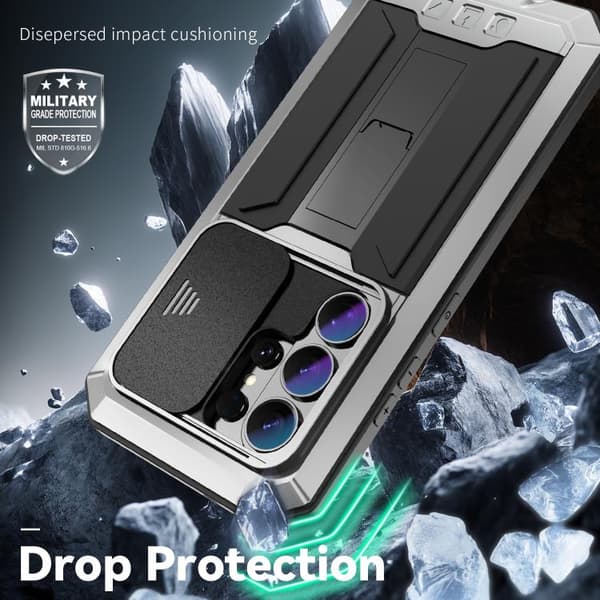 Samsung Galaxy S26 Ultra Deksel med Skyvbart Kameradeksel & Vanntett Design[JUN] Sølv størrelse Silver size