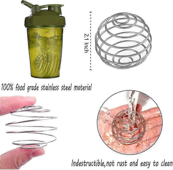 Rustfri Blandingskugle Proteinmixer Shaker Kop Trådpisker (4 stk, Sølv)