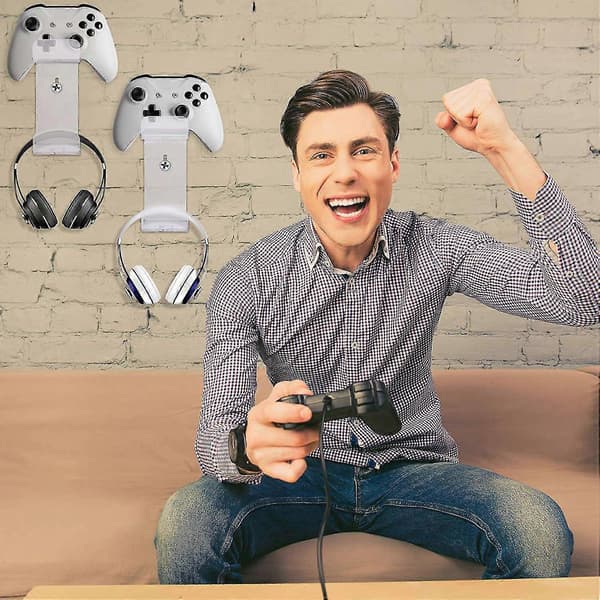 Universal Spilcontrollerholder Vægmonteret Headset Stativ Hænger Pladsbesparende Gamepad Holder Væg [DB]