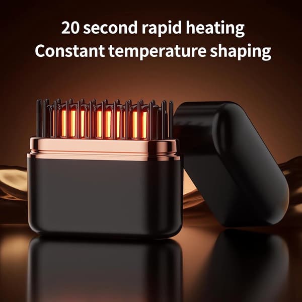 Trådløs glattebørste med temperaturdisplay, 3 varmeindstillinger, negativ ionpleje til rejser og hjem, sort