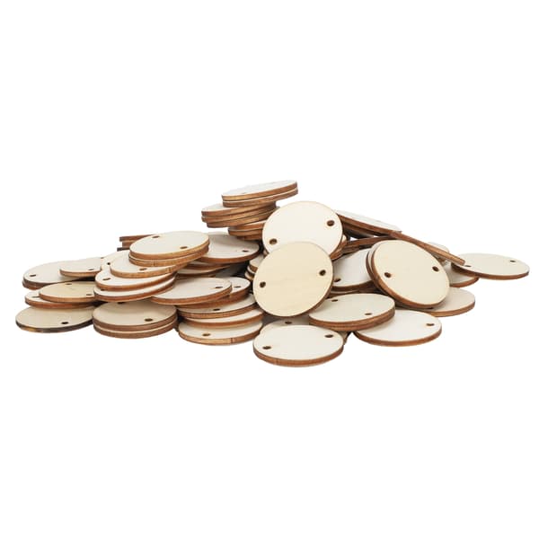 100 Pcs Wood Chips DIY Round Blank Pendants Home Decoration Handmade Accessories