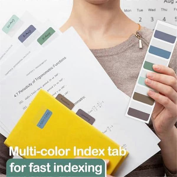 Colorful Self-Adhesive Index Tabs, Book Tabs, 4.5 x 2.8 cm, Writable Page Tabs, Transparent
