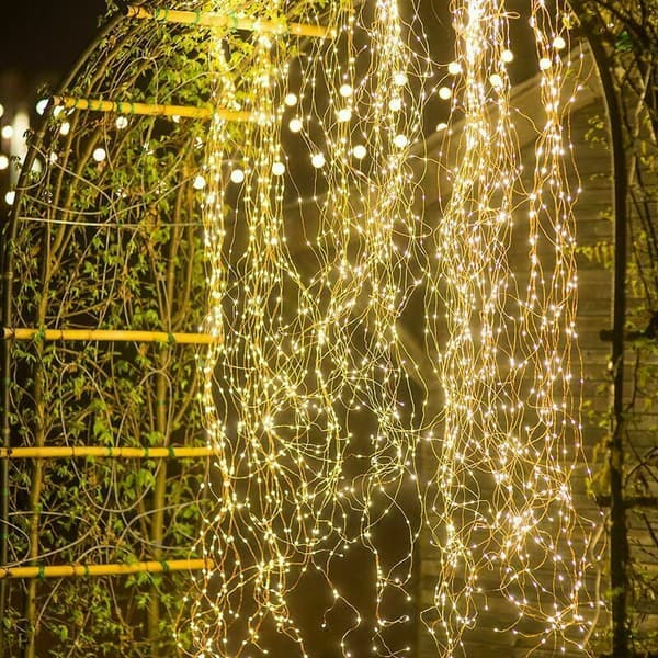 10 strenger 100 LED solcellelys Vanntette dekorative gull kobbertrådlys for hage juletre