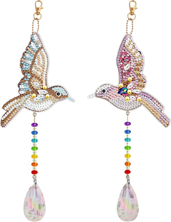 Diamantmaling Nøglering, 2 stk. Diamantmaling Nøglering DXGHC