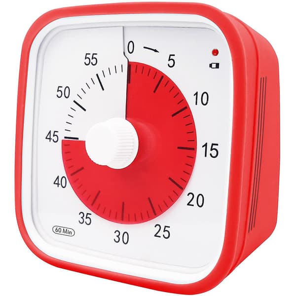 Visuel, stor klasseværelses-timer til børn og voksne, holdbar mekanisk køkkentimer - 26 (rød)
