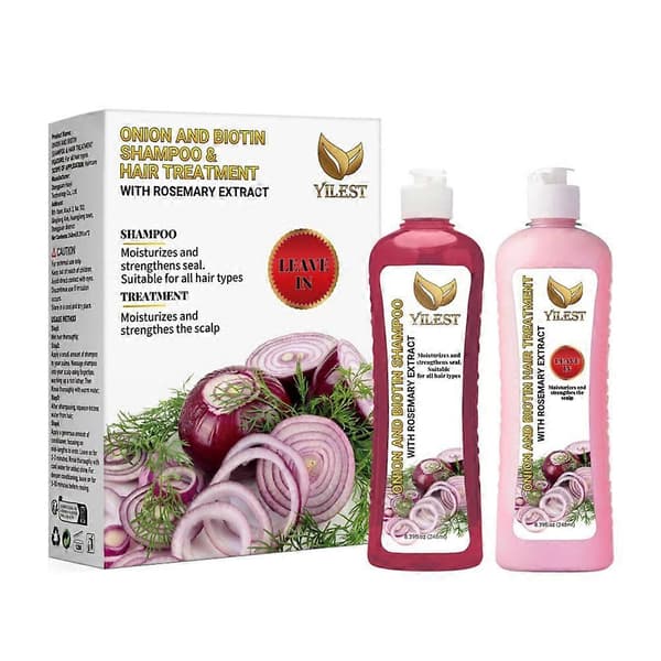 Yilest Løg Shampoo Balsam Sæt 248ml hver til hårtab Biotin Næring