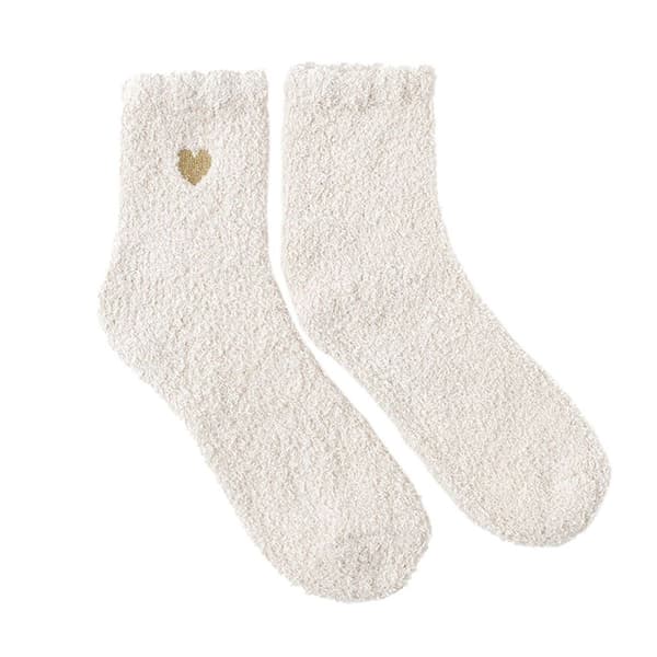 Bløde fluffy damestrømper, tykke fluffy vinterstrømper, hyggelige varme, hvide KLB