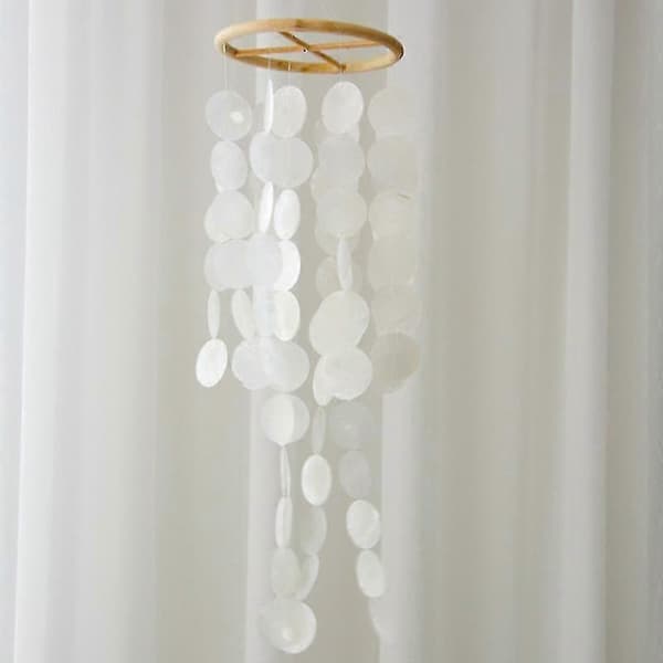 Artwork Capiz Garden Wind Chime With Cool, Natural Zen Charm Light blue Light blue