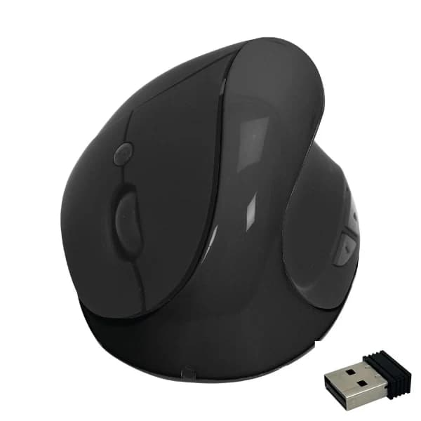 Trådlös datormus med vertikalt och ergonomiskt grepp, svart