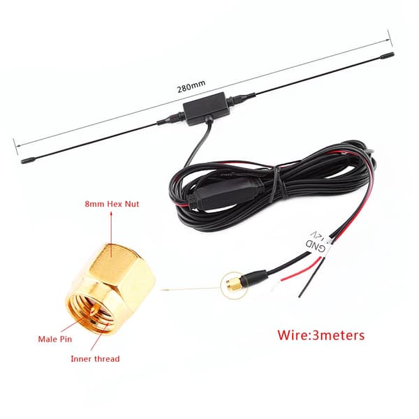Car SMA Active Antenna with Built-in Amplifier for Digital TV Strong Reception Signal