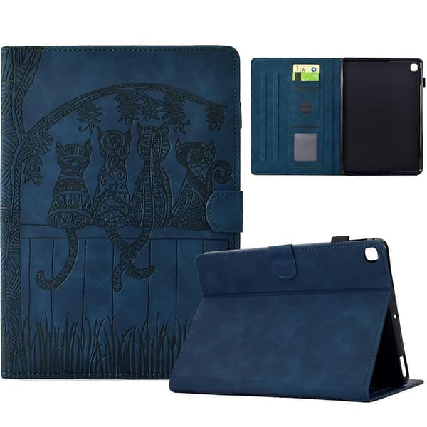 Præget PU-etui til Samsung Galaxy Tab S5e / T720 [DB] Mørkeblå Dark blue