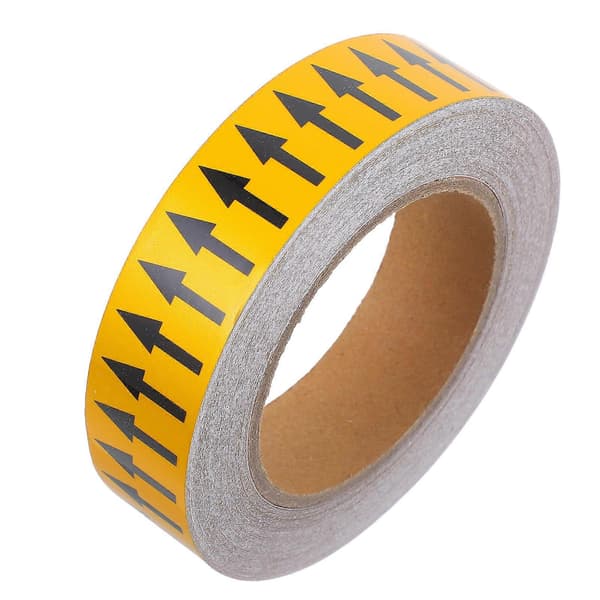 Gas Pipe Identification Arrow Tape Flow Direction Identification Self-Adhesive Yellow 30MM*20M Safety Marking 1 Set