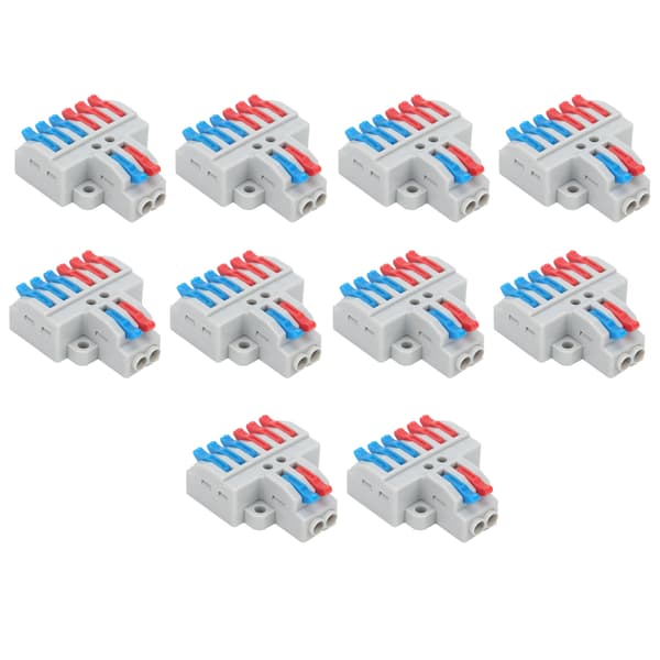 10 pcs wire conductor connector 2in6out with fixed hole 4mm splitter quick connect terminal block 600V