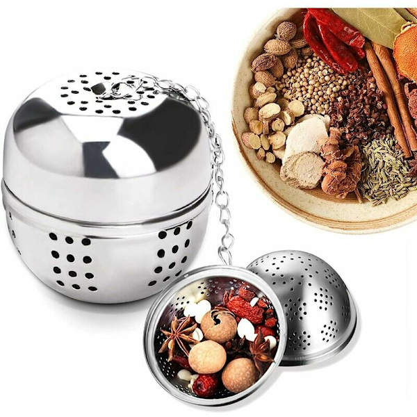 2-delt teinfuser i rustfrit stål, teinfuser til te, krydderier og de fleste kopper og tekander