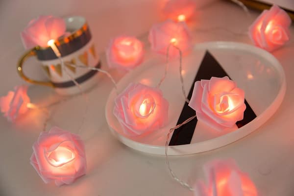 Rosa LED-ljusslinga med batteri för bröllop och hemmafester
