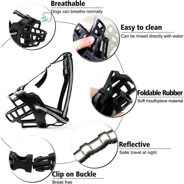 Dog Muzzle, Breathable Mesh Nylon Bite-Proof Muzzle for Small, Medium and Large Dogs (Size L)