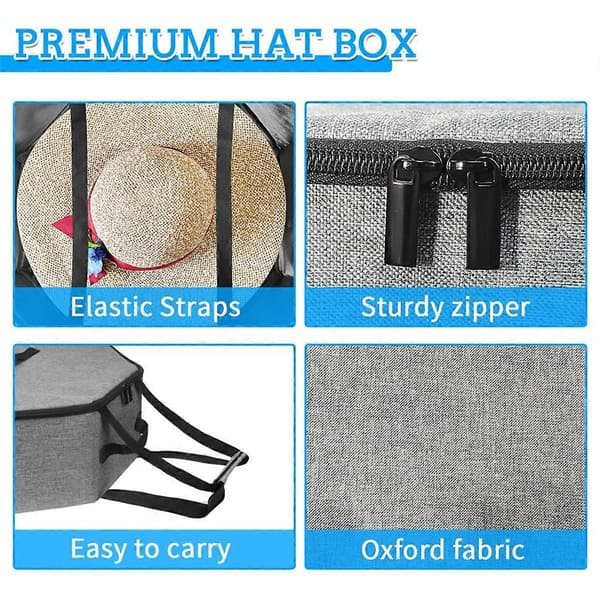 Hattearrangør Taske Hattearrangør Etui til Bøllehatte Cowboyhatte Fedoras Grå