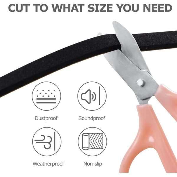 Self-adhesive window insulation strip, 20 m x 6 mm x 3 mm, black, compatible with doors and windows, windproof, rainproof, noise reduction