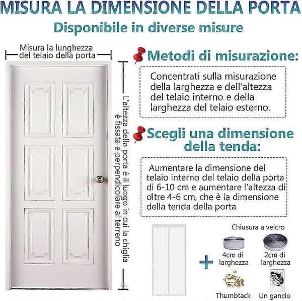 White Magnetic Mosquito Net, Net Curtain, Full Coverage Door, Self-Closing For Balcony, Easy Installation, 100x210 Cm