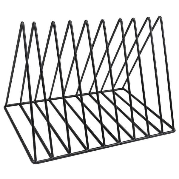 Triangular Desk Stand, 9-Slot Metal Record Rack, Freestanding Vinyl Stand, Document Rack, Multifunctional Desktop Organizer Bookshelf