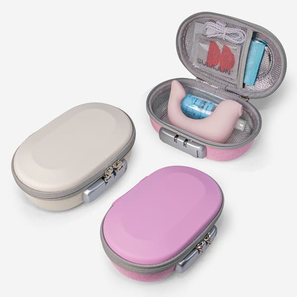 Lockable storage box with combination password lock — privacy protection, large capacity, PU+EVA off-white organizer for travel and daily use