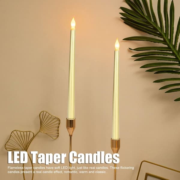 2-pak flammeløse LED-lys (helt guld), LED-kronelys, batteridrevne, dekorative LED-lamper til fester, bryllupper