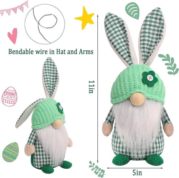Easter Gnomes Decorations, 2 Pcs Plush Easter Bunny Handmade Swedish T