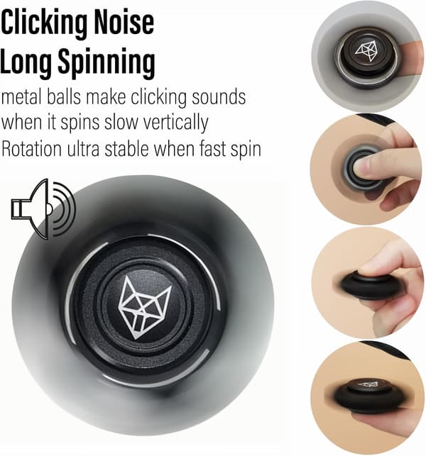 Metal Fidget Spinner-legetøj til voksne, helt i rustfrit stål 1,5 tommer, sort