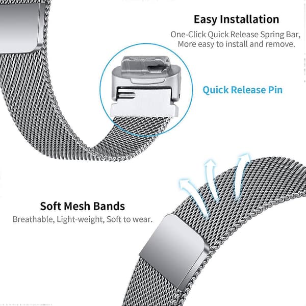 Til Fitbit Inspire 3 Rustfrit Stål Smart Urrem Magnetisk Milanesisk Metal Mesh Rem - Sølv [DB]