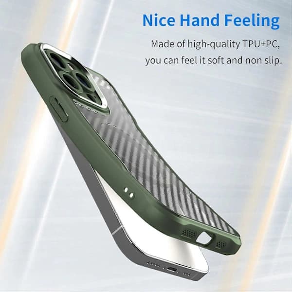 Magnetisk mobiltelefondeksel for iPhone 13 Pro TPU+PC Bakside Karbonfibertekstur