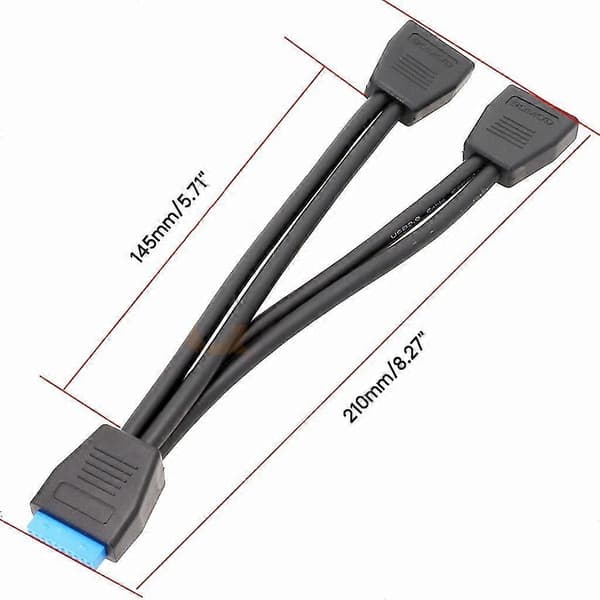 USB 3.0 Header Forlængerkabel, 19/20 Pin 1 til 2 Y Splitter Forlængeradapter