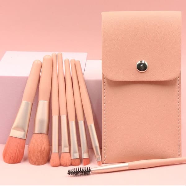 Makeupborste Set Reseborste Set Mini Bärbar Rosa